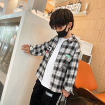Boys plaid shirt long sleeve childrens shirt foreign atmosphere in the big children Korean autumn thin casual top childrens clothing tide