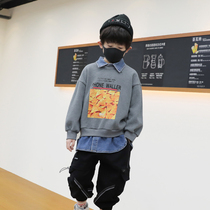 Childrens clothing plus velvet thick clothes boys 2020 new autumn childrens childrens middle-aged children fake two Korean version of the Tide brand