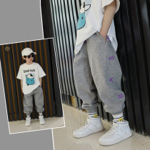  Childrens pants spring 2021 boys  sweatpants medium and large childrens handsome sweatpants spring and autumn casual childrens pants tide brand thin section