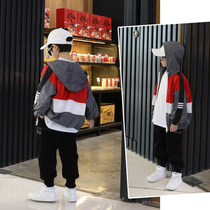 Childrens Spring Dress Thin Jacket 2021 New Boys Casual Hooded Top Spring and Autumn Handsome Tide
