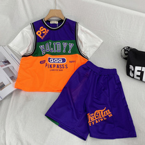 Boys summer suits childrens sports quick-drying vest sports short sleeves tide childrens basketball uniform two-piece childrens clothing