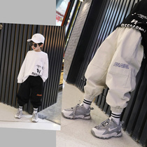  Fan rice boys  pants trendy childrens spring and autumn handsome sweatpants Korean version of the big childrens 2021 cotton childrens pants
