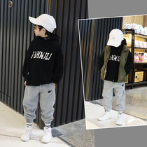 Boy plus velvet sweater autumn clothes 2020 new childrens autumn and winter hoodie big foreign boy tide boy tide childrens clothing