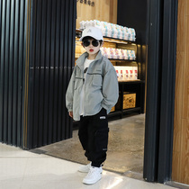 Childrens Spring and Autumn New overwear coat Tide brand boys foreign jacket loose childrens clothing 2021