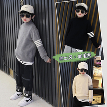 Childrens knitted woolen sweater for boys foreign-style pullover winter 2020 new medium and large children thick knitted thread coat