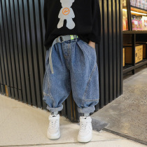 Zhongda children cotton jeans children Korean old father pants tide spring clothes 2021 new casual trousers boys pants