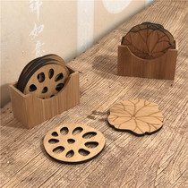 Bamboo cup mat set Zen cup holder Japanese creative tea mat insulation mat tea ceremony zero with tea mat Lotus