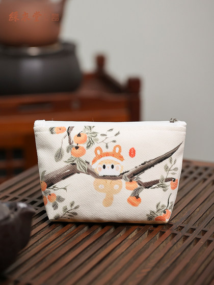 彩衣堂国风可爱猫咪化妆收纳包外出便携旅行零钱包大容量学生礼物