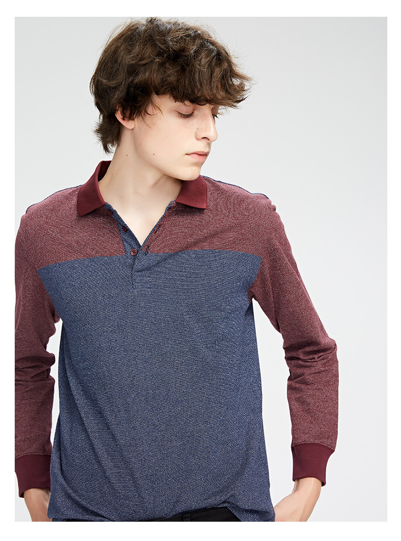 MAXWIN Mawei dài tay Polo mùa thu nam cotton hit màu poloT áo sơ mi giản dị hoang dã áo dài tay mới áo polo đỏ