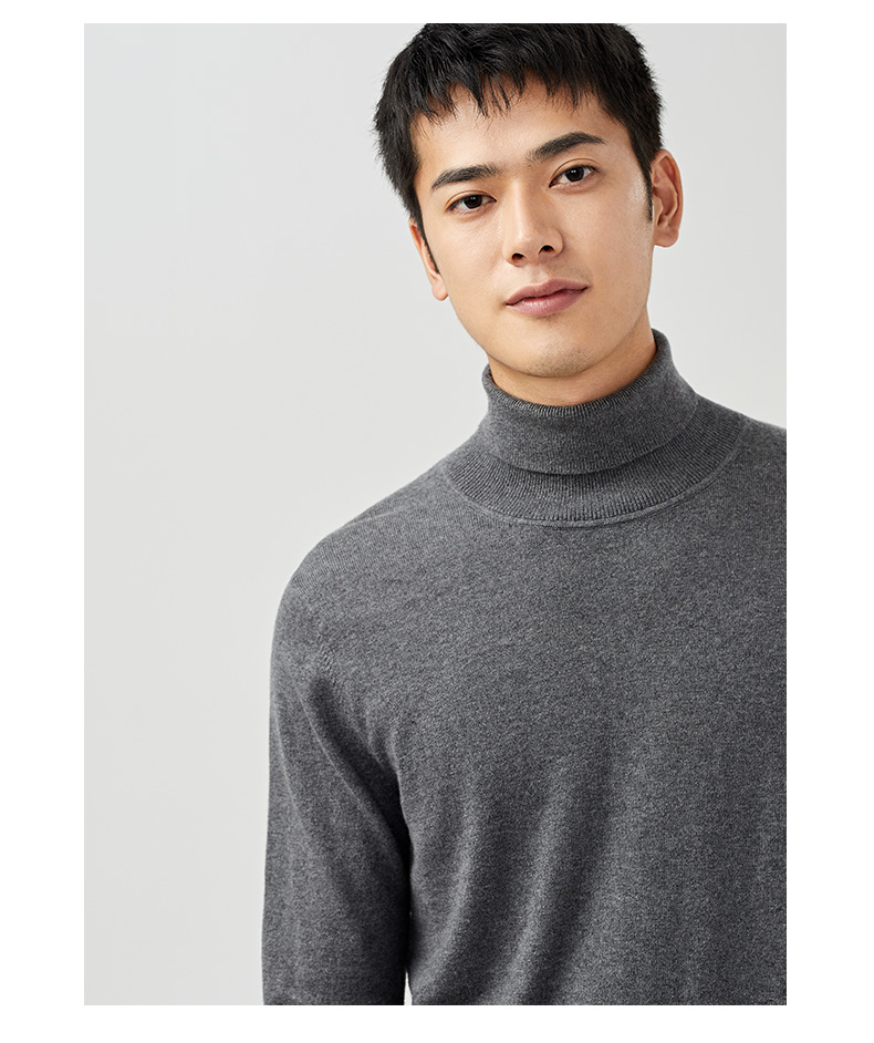MAXWIN Mawei áo len cổ cao mùa đông nam màu rắn cotton trùm đầu áo len cashmere áo len thoải mái giản dị áo len cổ lọ nam