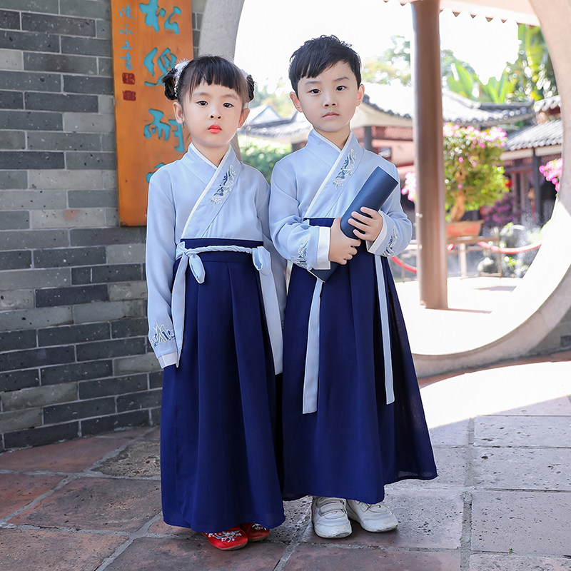 Children's ancient clothes Hanfu boys' national school uniforms for elementary school students to open a pen and super fairy China wind three words after acting out girl-Taobao