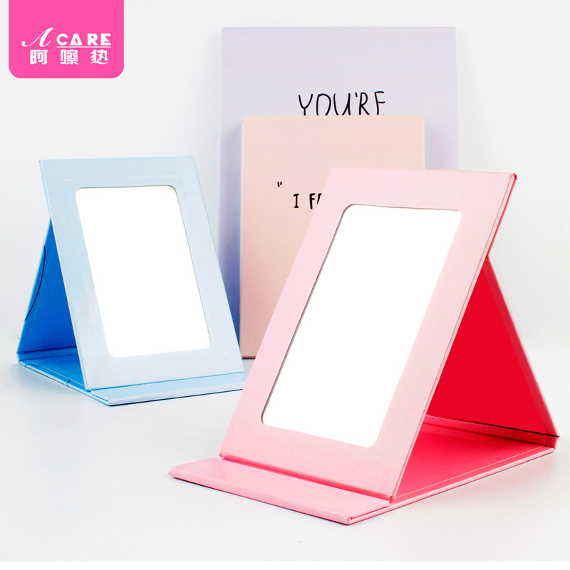 Small mirror portable cute folding dormitory student makeup mirror large desktop mirror overhead net red