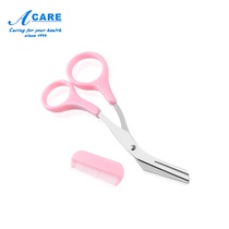 With comb scraper blade trim nose hair scissors makeup tool small 1 set for beginners small round head men and women full set