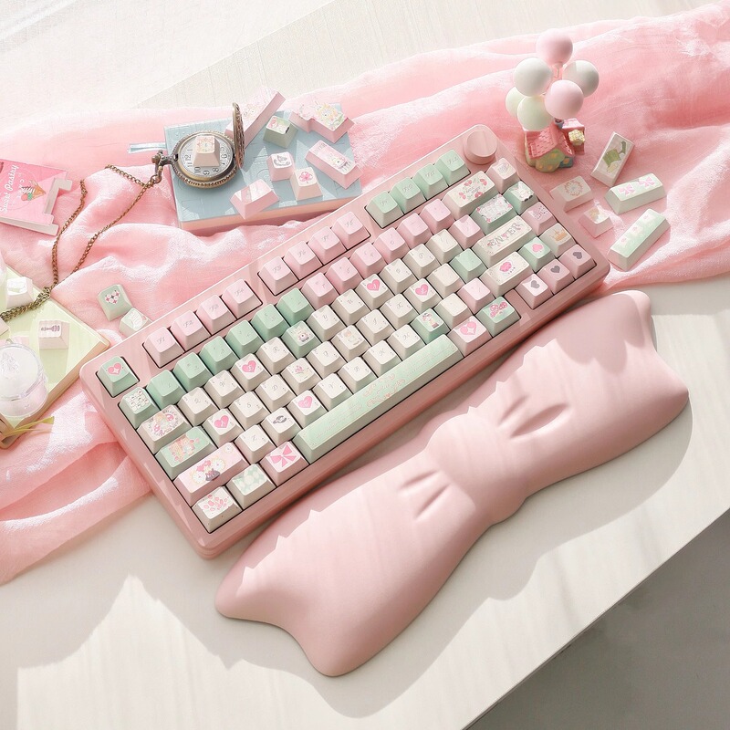 Cybjoy Floral Bow Keyboard Wrist Rest 75 Layout Cute Mouse Wrist Pad Mouse Pad Wrist Support