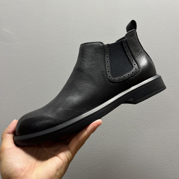 2025 winter new chelsea boots men's genuine leather soft leather soft sole men's boots british style short boots sheepskin lining