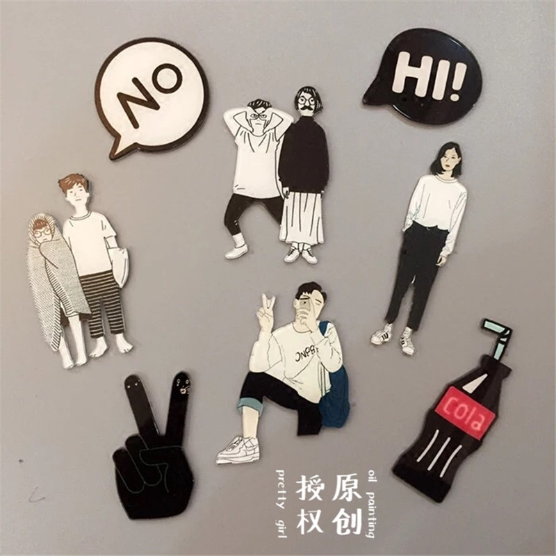 Students and girls magnetic button creative tide refrigerator posted text logo home decoration photomagnet