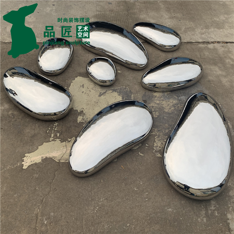 Stainless Steel Mirror Oval Water Drop Pebble Sculpture Indoor Sales Office Hotel Club Pool Decorative Ornaments