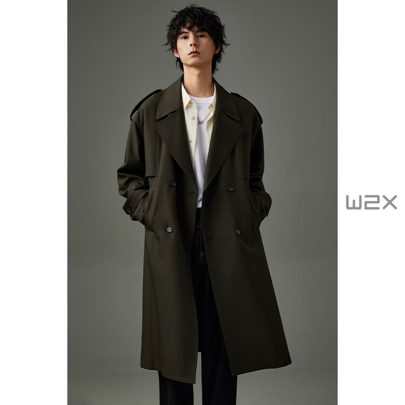 w2x Spring Autumn Season High Density Twisted Fine Twill Coat Men's Mid Jacket Superior Sense Loose Hunting Big Coat Tide-Taobao
