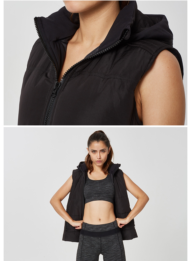 ENAIER mùa đông mới tập thể dục quần áo vest vest cotton trùm đầu áo khoác nữ áo khoác the thao nam