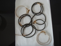 Cowhide Bracelet 925 sterling silver 14K gold-plated interface 5mm diameter 48cm long spot physical shooting