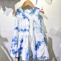 Yunnan handmade tie-dyed girls vest dress Dali blue dyed summer new sleeveless mid-length dress top dual-use