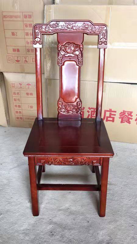 New Chinese style hotel restaurant dining chair soft bag back chair modern minimalist restaurant dining table chair fabric solid wood stool