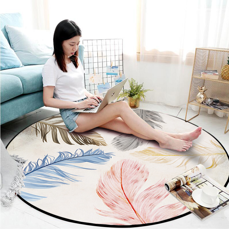 TO-49Northern Europe circular carpet non-slip hanging basket Swivel chair Cushions Simplicity children Computer chair pad Round mat bedroom girl
