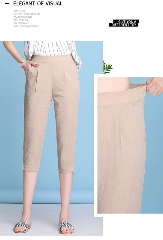 Quần cotton và vải lanh cắt quần nữ mỏng mùa hè 2019 mới mẹ trung niên hoang dã lỏng lẻo quần harem nữ - Quần Harem