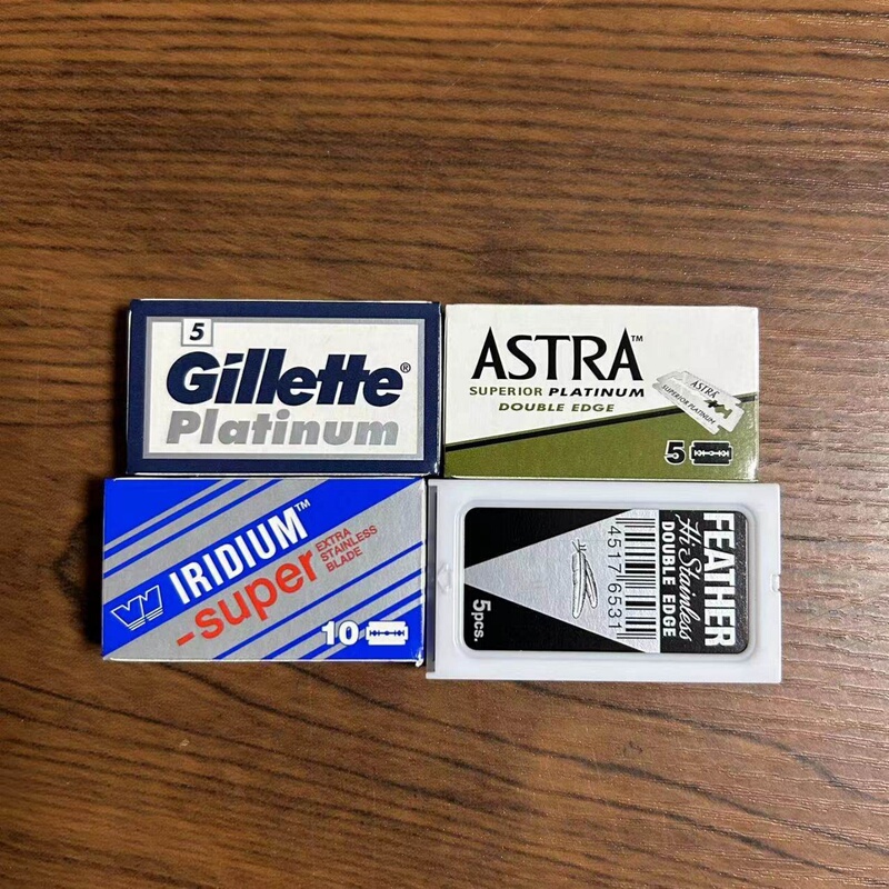 Astra Vintage Double-Edged Safety Razor Blades for Men, Feather Green a Iridium Gold, Russian-Made Paper Airplane Blades, Four-In-One