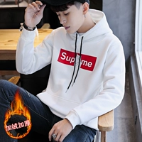 Mùa thu và mùa đông áo len trắng trùm đầu nam cộng với nhung dày phiên bản Hàn Quốc của xu hướng áo khoác mùa đông cho học sinh mua áo hoodie
