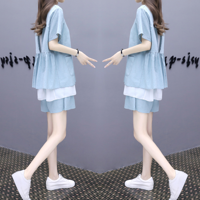 Eurostock Snowspun Shorts Suit Women Summer 2022 New Temperament Casual Short Sleeves Two Sets Foreign Fashion Summer Fashion Pants