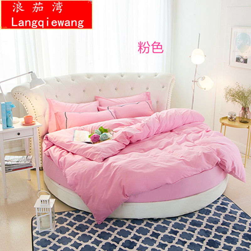 tấm bông 2 mét áp dụng rắn giường tròn Li Li tròn giường bông khăn trải giường tròn giường tròn bông denim - Bộ đồ giường bốn mảnh mẫu chăn ga gối đệm đẹp