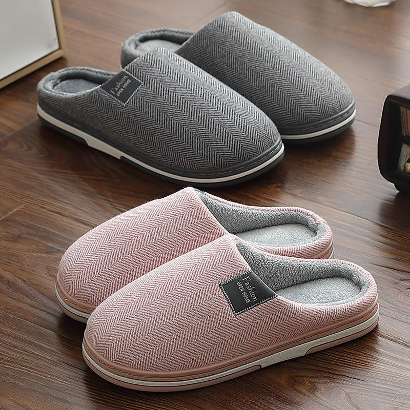 Cotton slippers female hair wool winter home indoor home thick bottom non-slip warm plush moon slippers male