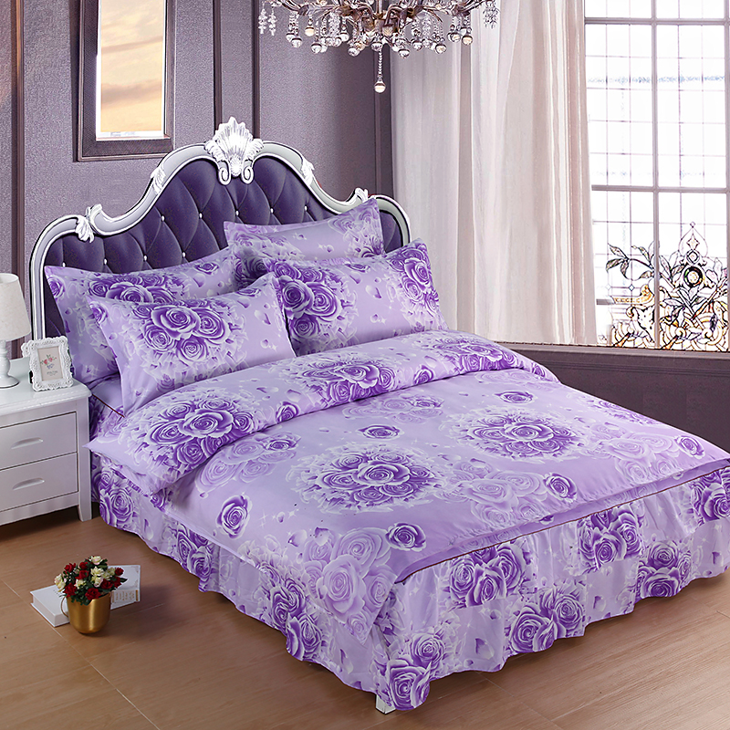 Váy cưới dày chà nhám giường bốn mảnh giường cotton trải giường 1,8 m trải giường chăn ga gối đệm giá rẻ