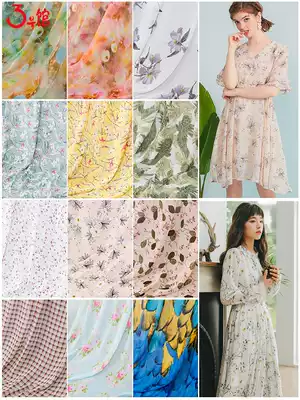 Ink 30D chiffon fabric printing antique Hanfu dress scarf decorative garment handmade diy fabric