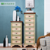 Seven Fights Cabinet Light Lavish Solid Wood Bedroom Combo Cabinet American Color Painted Storage Cabinet Minima Little Five Bucket Closet Art