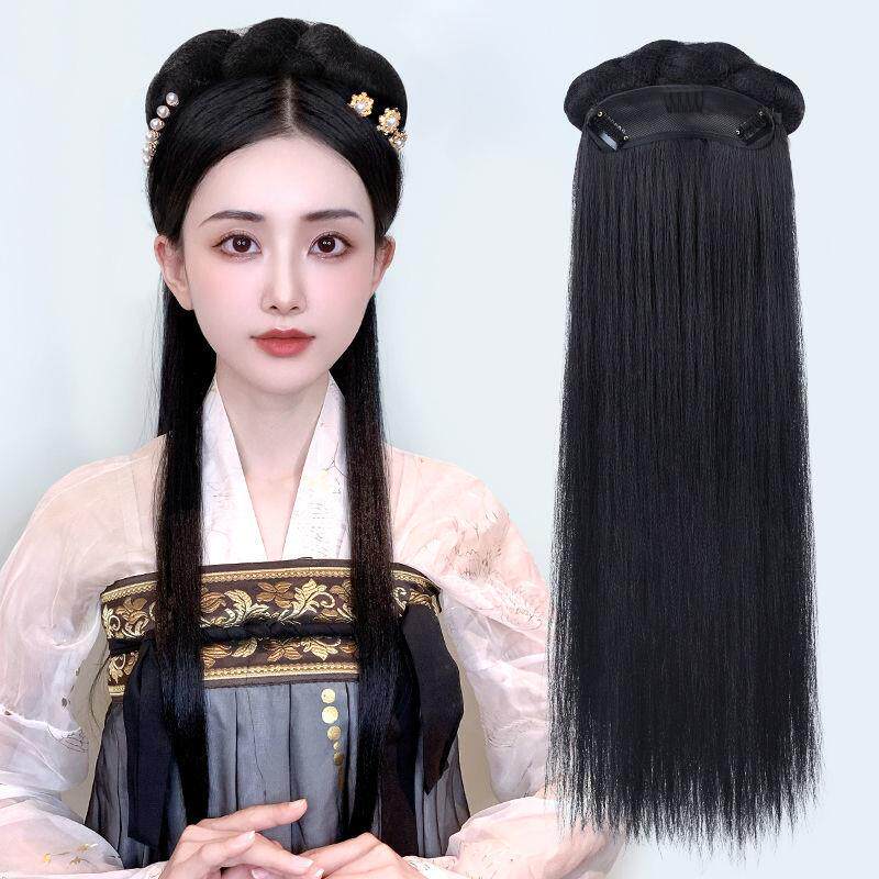 Hanfu wig integrated slob hair stirrup ancient dress Ming manufacturing type hand residual hair bag ancient wind hair 100 lap all headgear