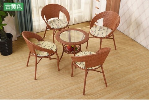 Wicker ghế ba mảnh ban công bàn ghế vuông bàn cà phê ngoài trời chuẩn bị đồ nội thất ghế giải trí bàn tròn và ghế kết hợp chống nho - Bàn ghế ngoài trời / sân bàn ghế để ban công