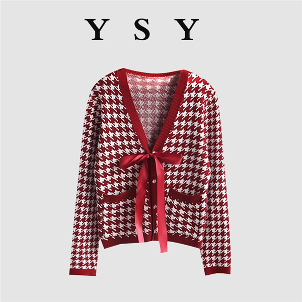 Large size fat mm design plaid knit sweater couple outfit spring new loose and thin all-match top women