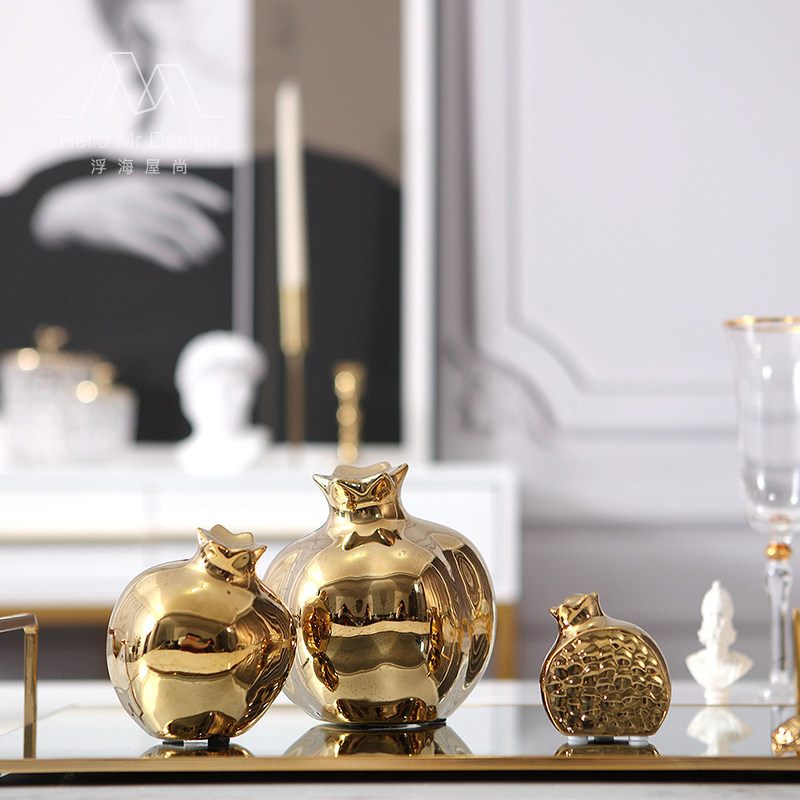 Eurostyle Modern Golden Creative Pomegranate Styling Swing Sample House Sample House Display Center Living-room Desktop Home Soft Adornment