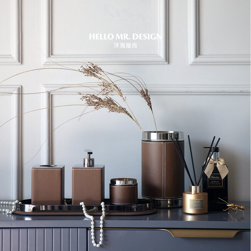 Modern light luxury rubber metal vase aromatic tray furnished package set sample room living room bedroom flower decoration