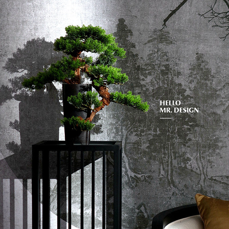 Q New Chinese Zen Mind Green Plant Bonsai Combination Plan sample House Sample House Display Center Villa Genguan Designer Soft Decoration