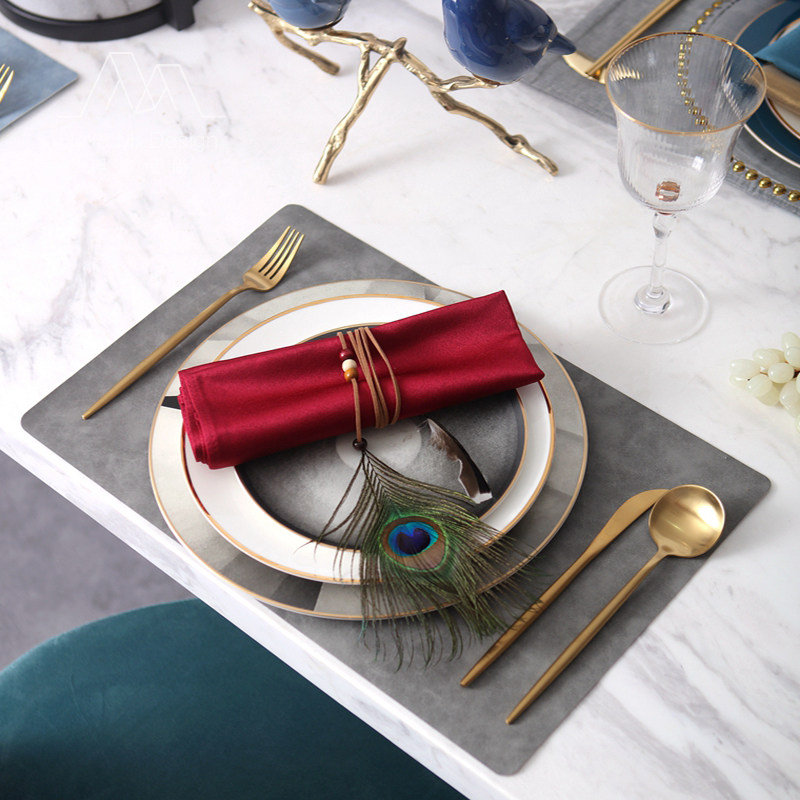 New Chinese-style ceramic tableware set European-style villa model room designer Western-style plate clubhouse set plate knife and fork set table