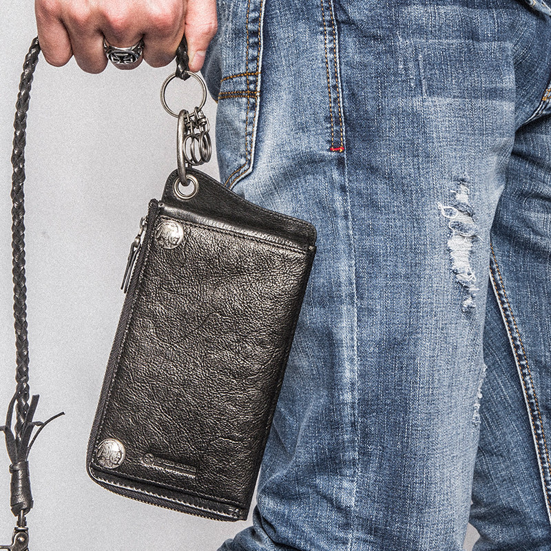Wallet men's long leather card bag multi-card multi-function mobile phone bag retro leather small handbag large capacity tide