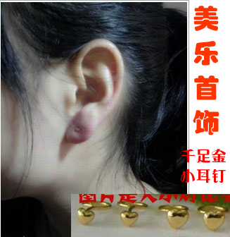 999 foot gold small earshot 24K gold earthen festive sends girlfriend lover Dolle with matching loving ear pin