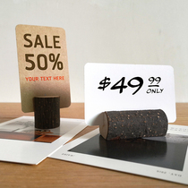 Wooden message holder Creative stump memo holder Business card Photo display postcard Log base Price tag tag