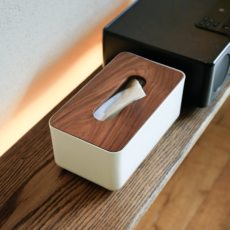 Japanese-style simple black walnut cover tissue box on wood White tissue storage box Household dining room toilet paper box