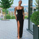 Nibber European and American ins sling sexy high slit long skirt slim slim big long legs daily black dress