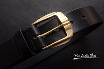 Handmade British JE through-dyed black bridle belt Retro design sense polished belt buckle handmade vegetable tanned belt