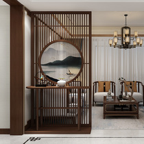 Chinese screen partition living room Solid Wood Hollow hollow partition entry door entrance partition new Chinese seat screen customization